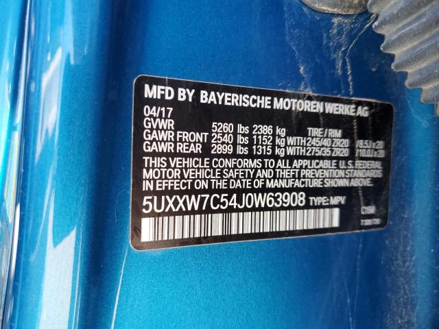 5UXXW7C54J0W63908 - 2018 BMW X4 XDRIVEM BLUE photo 10