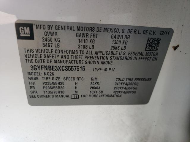 3GYFNBE3XCS557516 - 2012 CADILLAC SRX PERFOR 白色 照片 10
