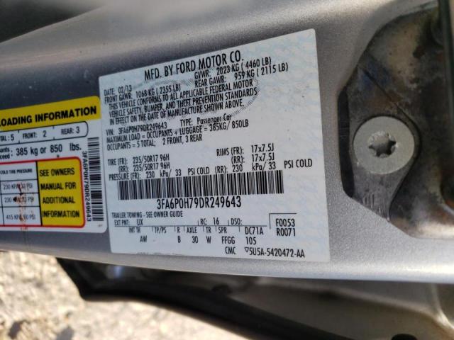 3FA6P0H79DR249643 - 2013 FORD FUSION SE  photo 10