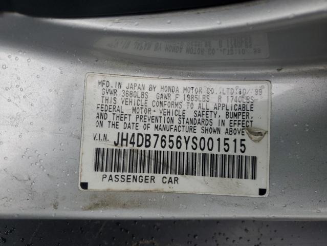 JH4DB7656YS001515 - 2000 ACURA INTEGRA LS SILVER photo 10