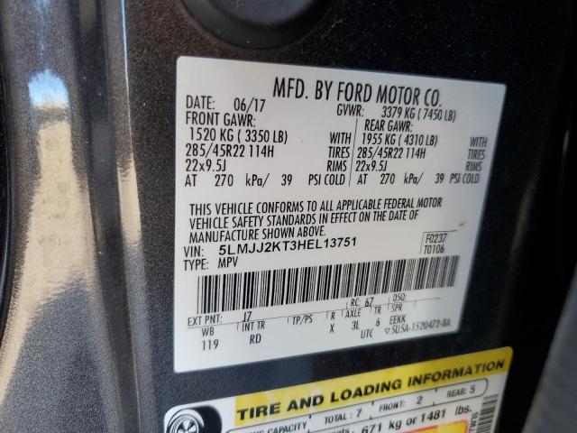 5LMJJ2KT3HEL13751 - 2017 LINCOLN NAVIGATOR ნაცრისფერი ფოტო 10