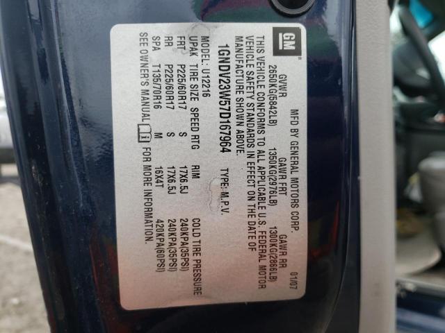 1GNDV23W57D167964 - 2007 CHEVROLET UPLANDER L Mavi foto 10