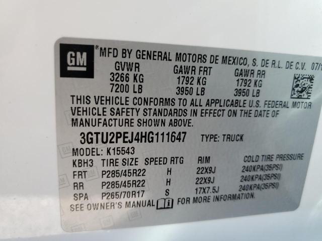 3GTU2PEJ4HG111647 - 2017 GMC SIERRA1500 WHITE photo 10