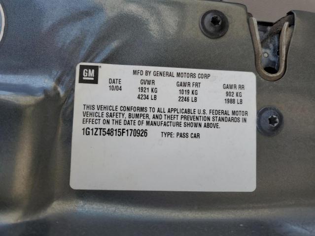 1G1ZT54815F170926 - 2005 CHEVROLET MALIBU GRAY photo 10