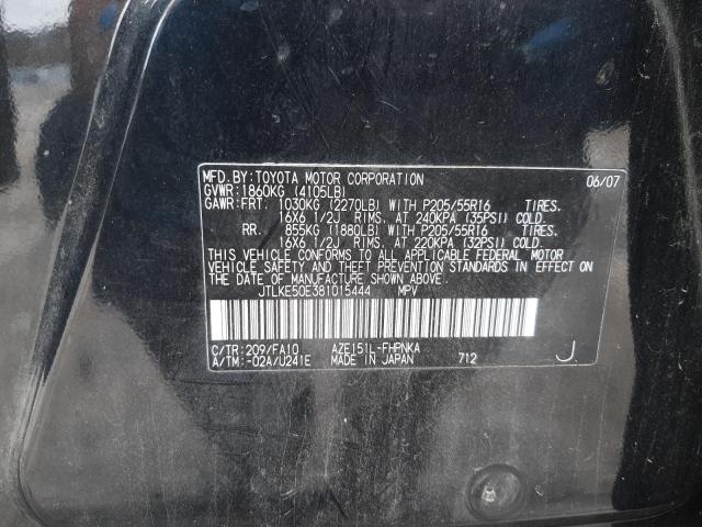 JTLKE50E381015444 - 2008 TOYOTA SCION XB Schwarz Foto 10