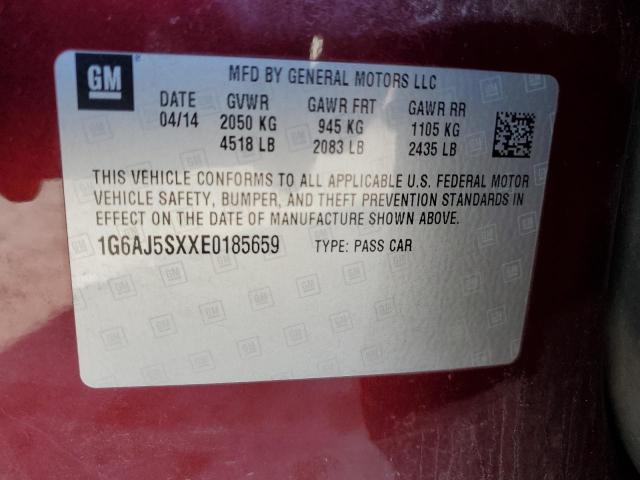 1G6AJ5SXXE0185659 - 2014 CADILLAC ATS PERFOR MAROON photo 10