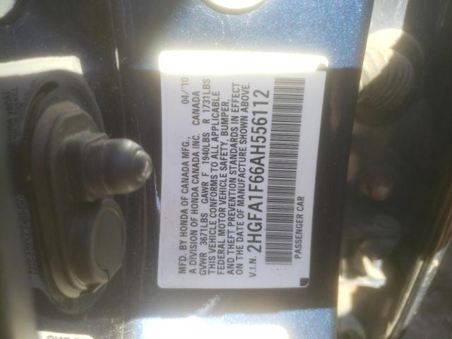 2HGFA1F66AH556112 - 2010 HONDA CIVIC LX-S Mavi foto 10