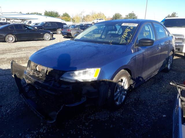 3VW2K7AJXFM227394 - 2015 VOLKSWAGEN JETTA BASE BLUE photo 2