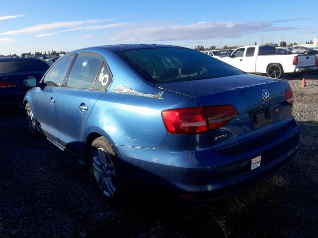3VW2K7AJXFM227394 - 2015 VOLKSWAGEN JETTA BASE BLUE photo 3