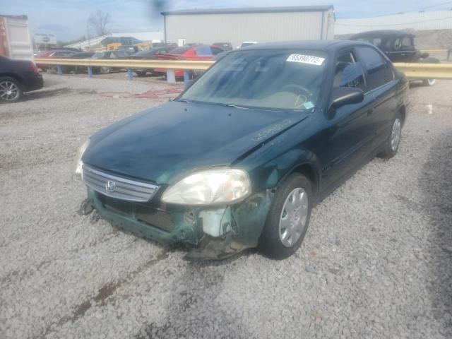 2HGEJ6612YH602574 - 2000 HONDA CIVIC BASE GREEN photo 2