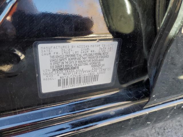 3N1CN8EV0ML859070 - 2021 NISSAN VERSA SV BLACK photo 10