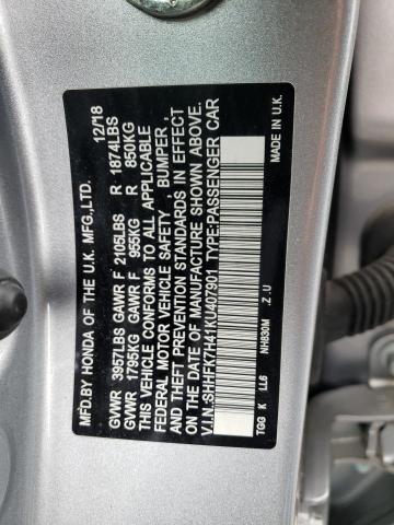 SHHFK7H41KU407901 - 2019 HONDA CIVIC SPOR SILVER photo 10