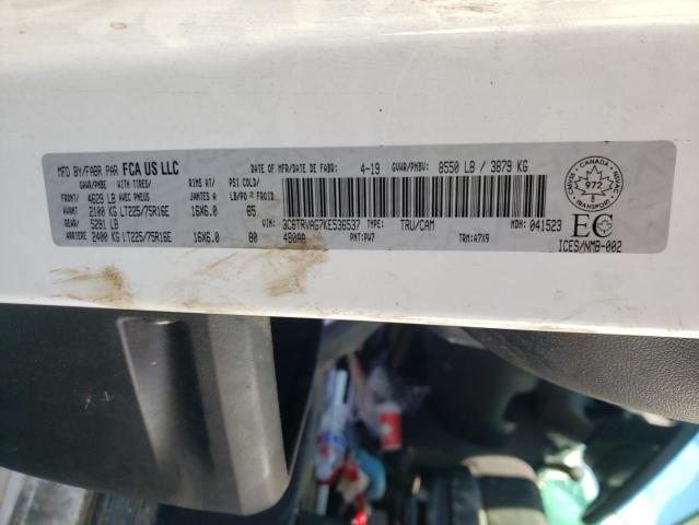 3C6TRVAG7KE536537 - 2019 RAM PROMASTER WHITE photo 10