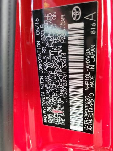 JTDKDTB37G1133414 - 2016 TOYOTA PRIUS C RED photo 10