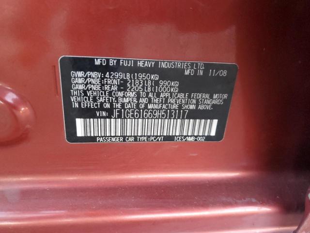 JF1GE61669H513117 - 2009 SUBARU IMPREZA 2. RED photo 10