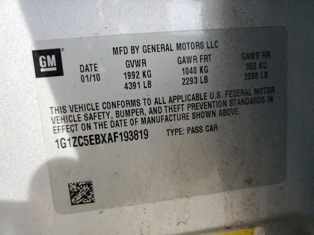 1G1ZC5EBXAF193819 - 2010 CHEVROLET MALIBU 1LT ვერცხლისფერი ფოტო 10