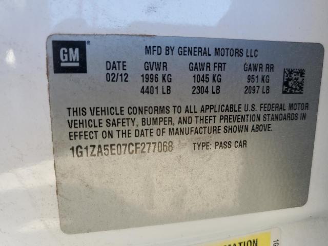 1G1ZA5E07CF277068 - 2012 CHEVROLET MALIBU LS WHITE photo 10