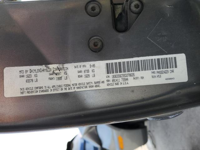 1B3ES56C55D278635 - 2005 DODGE NEON SXT GRAY photo 10