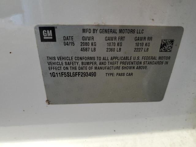 1G11F5SL6FF293490 - 2015 CHEVROLET MALIBU LTZ თეთრი ფოტო 10