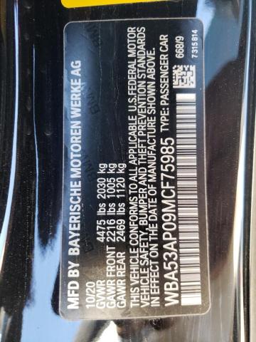 WBA53AP09MCF75985 - 2021 BMW 430I BLACK photo 10