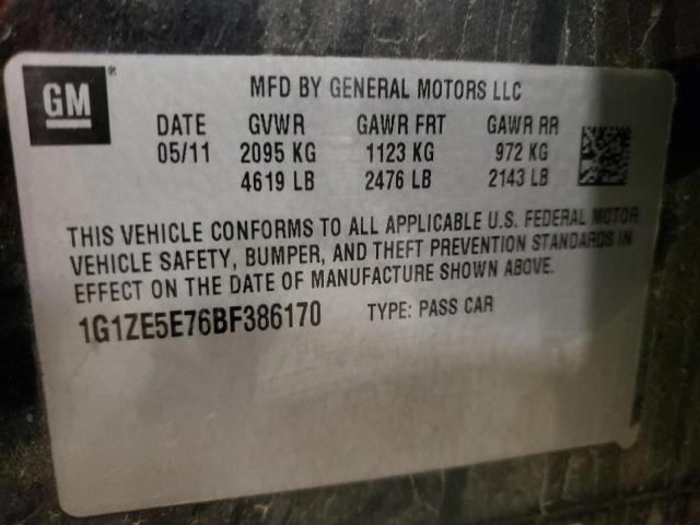 1G1ZE5E76BF386170 - 2011 CHEVROLET MALIBU LTZ ნაცრისფერი ფოტო 10