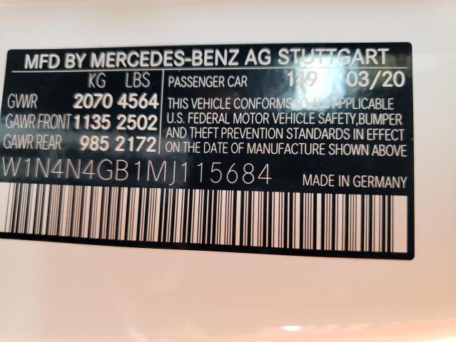 W1N4N4GB1MJ115684 - 2021 MERCEDES-BENZ GLA 250 WHITE photo 10