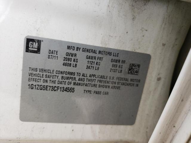 1G1ZG5E73CF134565 - 2012 CHEVROLET MALIBU LTZ ვერცხლისფერი ფოტო 10