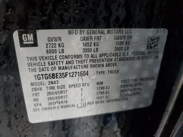 1GTG6BE35F1271604 - 2015 GMC CANYON SLE BLACK photo 10