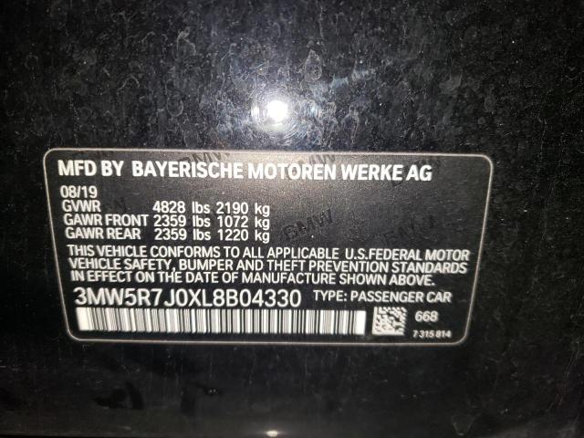 3MW5R7J0XL8B04330 - 2020 BMW 330XI BLACK photo 10