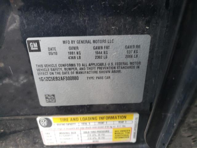 1G1ZC5EB2AF300880 - 2010 CHEVROLET MALIBU 1LT შავი ფოტო 10