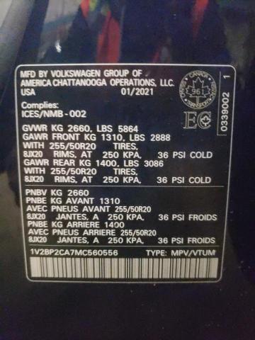 1V2BP2CA7MC560556 - 2021 VOLKSWAGEN ATLAS SEL Qara foto 10