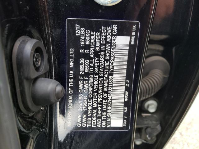 SHHFK7H42JU211898 - 2018 HONDA CIVIC SPOR 黑色 照片 10