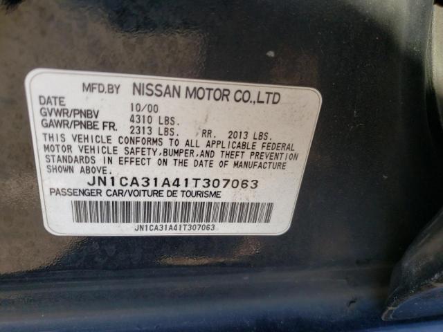 JN1CA31A41T307063 - 2001 NISSAN MAXIMA GXE CHARCOAL photo 10