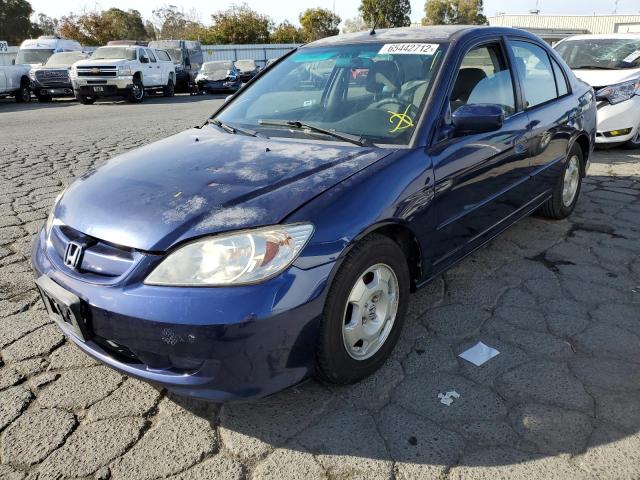 JHMES96675S026752 - 2005 HONDA CIVIC HYBR BLUE photo 2