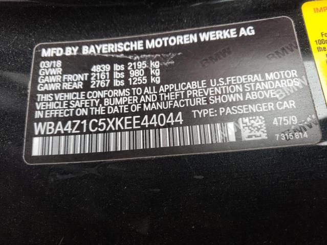WBA4Z1C5XKEE44044 - 2019 BMW 430I BLACK photo 10