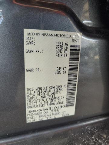 1N4BL4DV4MN310390 - 2021 NISSAN ALTIMA SV GRAY photo 10