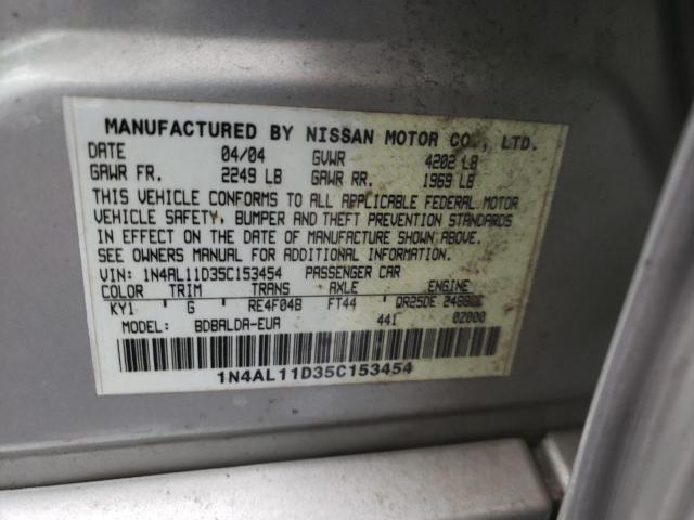 1N4AL11D35C153454 - 2005 NISSAN ALTIMA S SILVER photo 10