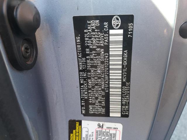 4T1FA38P27U123243 - 2007 TOYOTA CAMRY SOLA SILVER photo 10