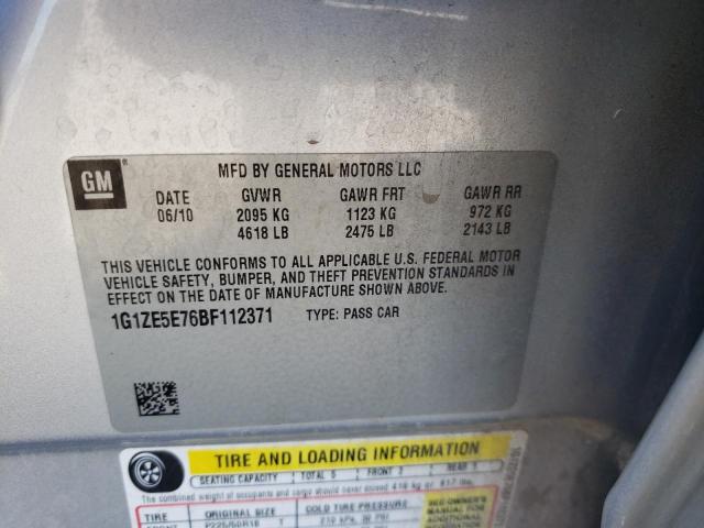 1G1ZE5E76BF112371 - 2011 CHEVROLET MALIBU LTZ ვერცხლისფერი ფოტო 10