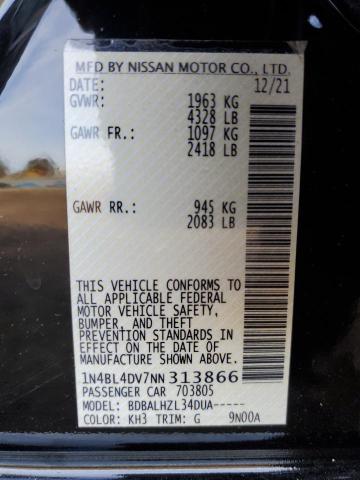 1N4BL4DV7NN313866 - 2022 NISSAN ALTIMA SV BLACK photo 10