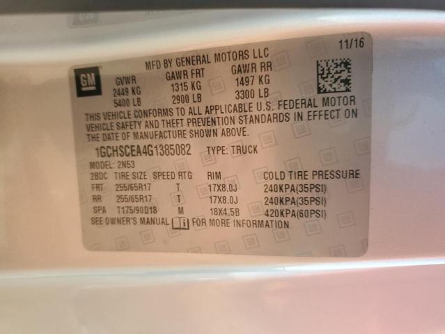 1GCHSCEA4G1385082 - 2016 CHEVROLET COLORADO L SILVER photo 10