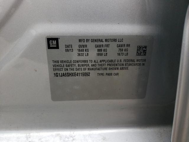 1G1JA6SHXE4119092 - 2014 CHEVROLET SONIC LS SILVER photo 12