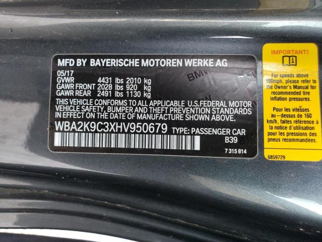 WBA2K9C3XHV950679 - 2017 BMW 230I Gri fotoğraf 10