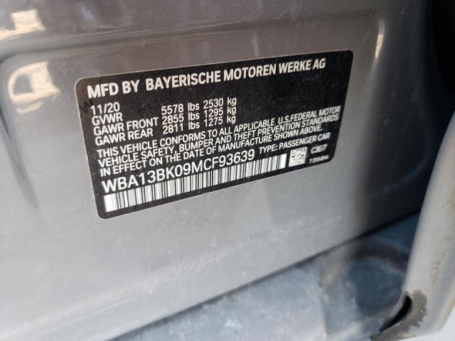 WBA13BK09MCF93639 - 2021 BMW M550XI GRAY photo 10