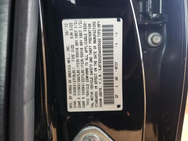 5J8TB2H25AA005040 - 2010 ACURA RDX BLACK photo 10