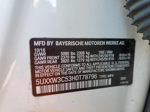 5UXXW3C53H0T78796 - 2017 BMW X4 XDRIVE2 WHITE photo 10