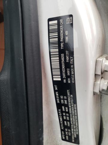 ZARFAEDNXH7549255 - 2017 ALFA ROMEO GIULIA Q4 WHITE photo 10