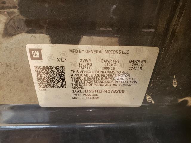 1G1JB5SH1H4178205 - 2017 CHEVROLET SONIC LS  照片 10