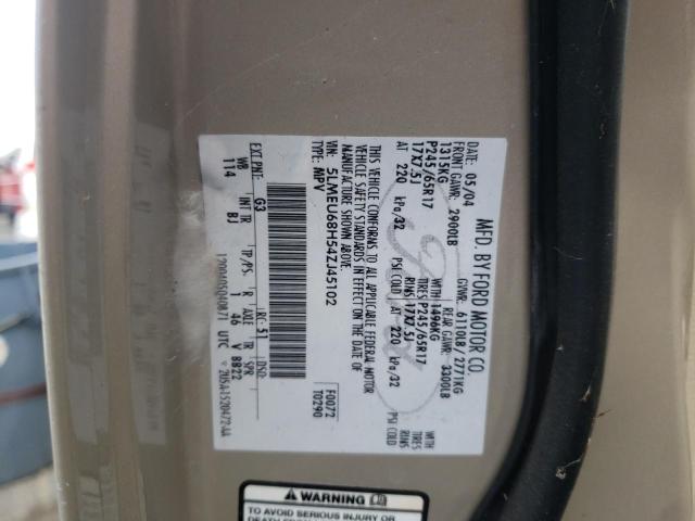 5LMEU68H54ZJ45102 - 2004 LINCOLN AVIATOR 棕色 照片 10