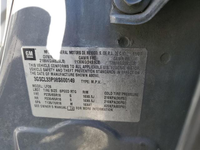 3GSCL33P98S600149 - 2008 SATURN VUE XE GRAY photo 10